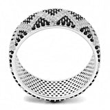 TS613 - Rhodium 925 Sterling Silver Ring with AAA Grade CZ in Jet - Alamode - Flyclothing LLC