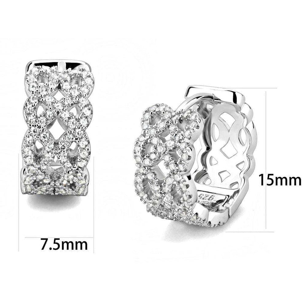 TS616 - Rhodium 925 Sterling Silver Earrings with AAA Grade CZ in Clear - Alamode - Flyclothing LLC