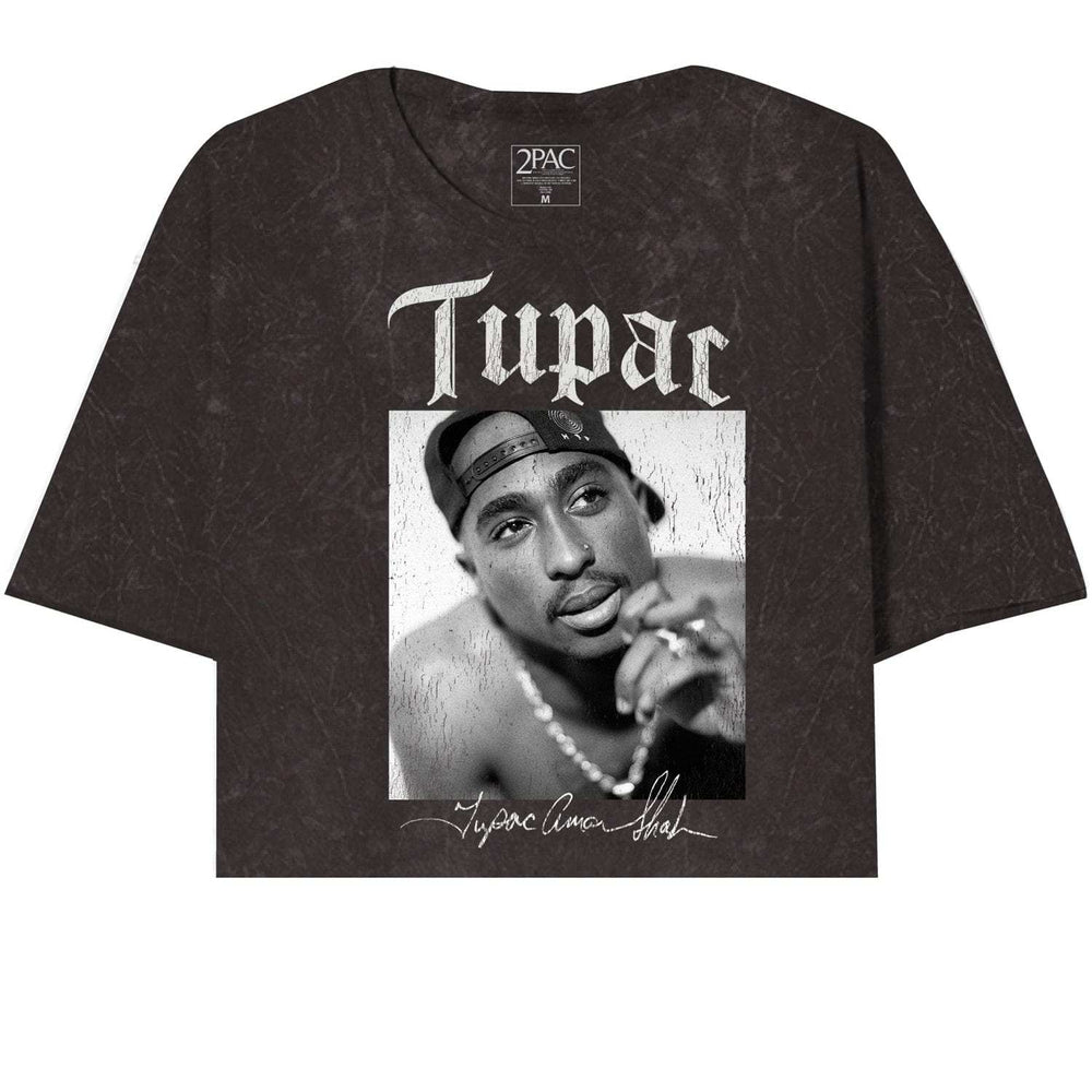 Tupac Leaning Pose With Signature Oversize Crop Top - Tupac - Flyclothing LLC