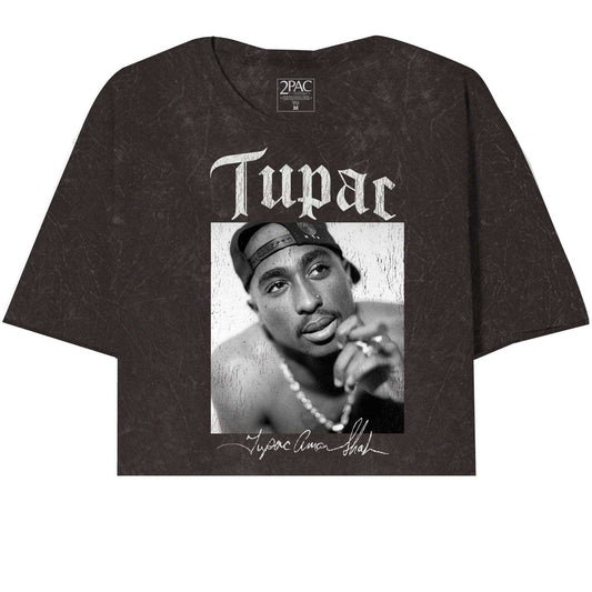 Tupac Leaning Pose With Signature Oversize Crop Top - Tupac - Flyclothing LLC