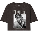 Tupac Leaning Pose With Signature Oversize Crop Top - Tupac - Flyclothing LLC