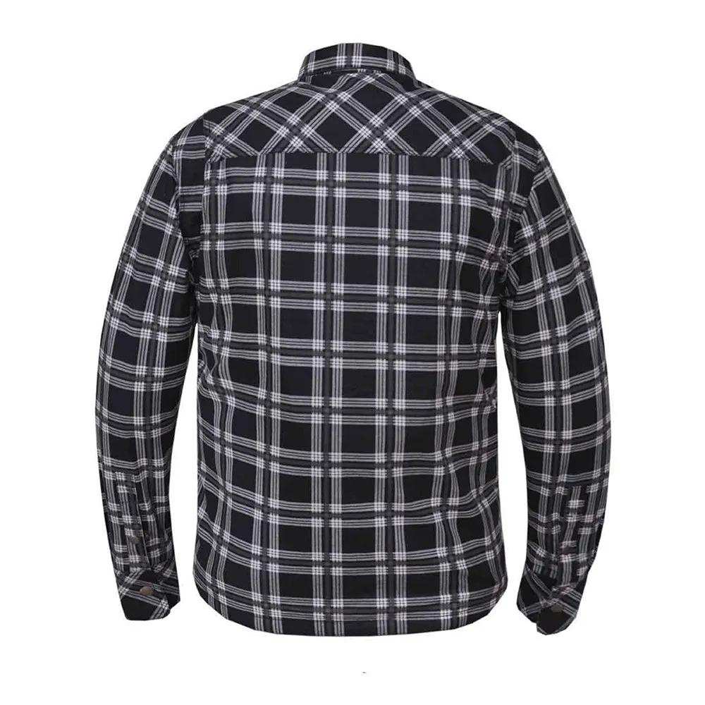 Shield - Mens Black & White Armored Flannel - Unik Just for Bikers - Flyclothing LLC