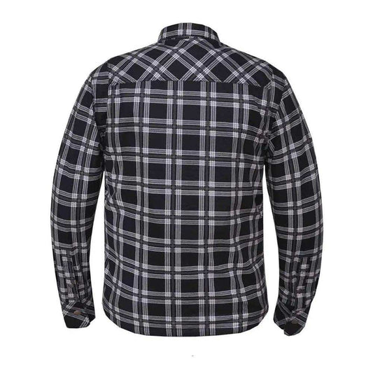 Shield - Mens Black & White Armored Flannel - Unik Just for Bikers - Flyclothing LLC