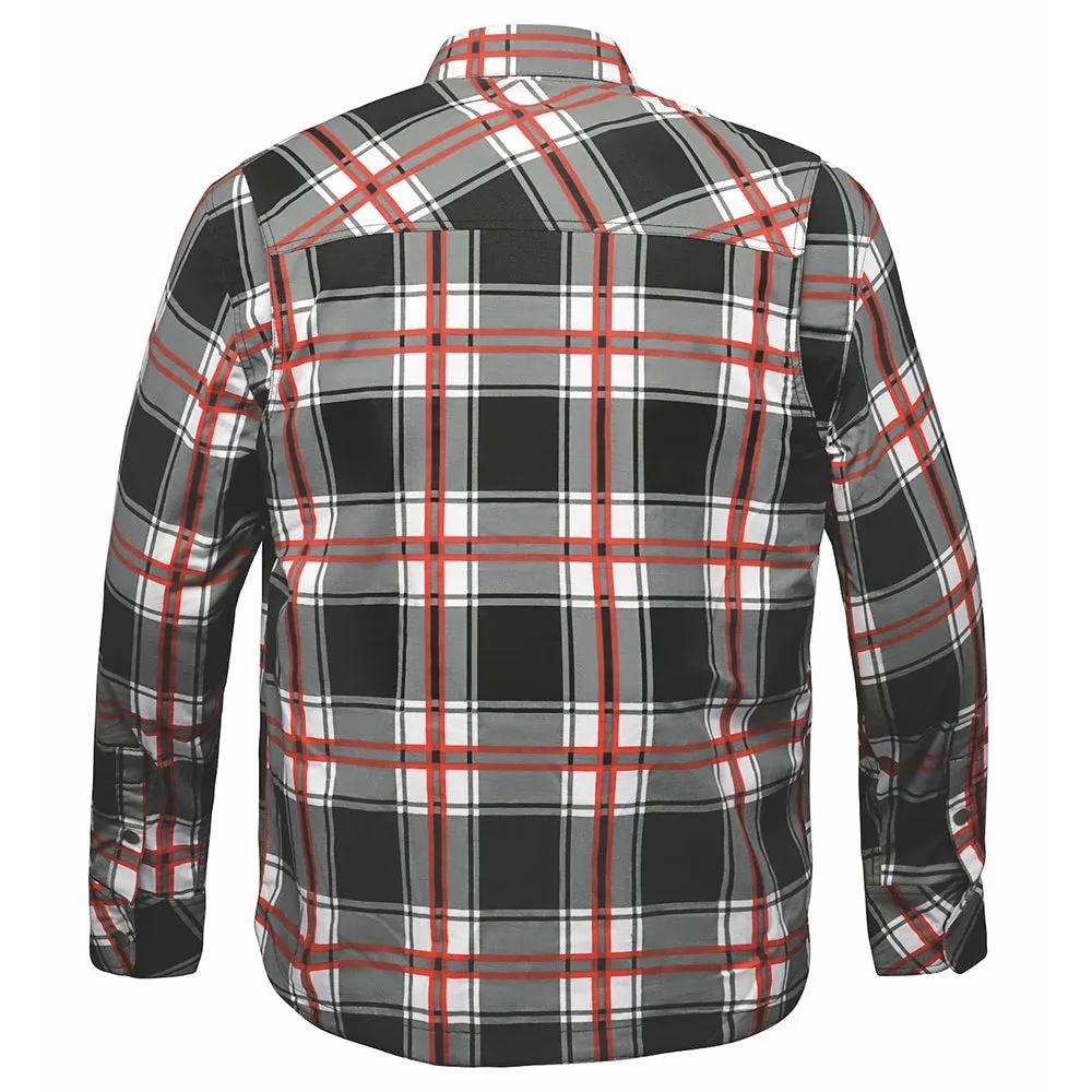 Rider's Plaid - Mens Black & Red Armored Flannel - Unik Just for Bikers - Flyclothing LLC