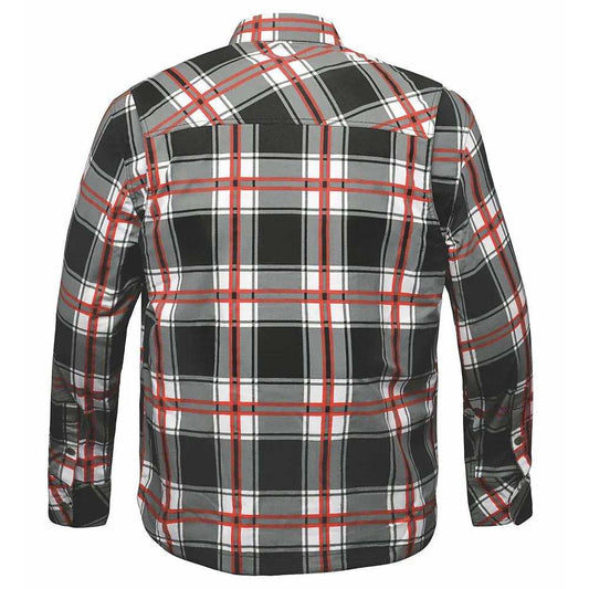 Rider's Plaid - Mens Black & Red Armored Flannel - Unik Just for Bikers - Flyclothing LLC