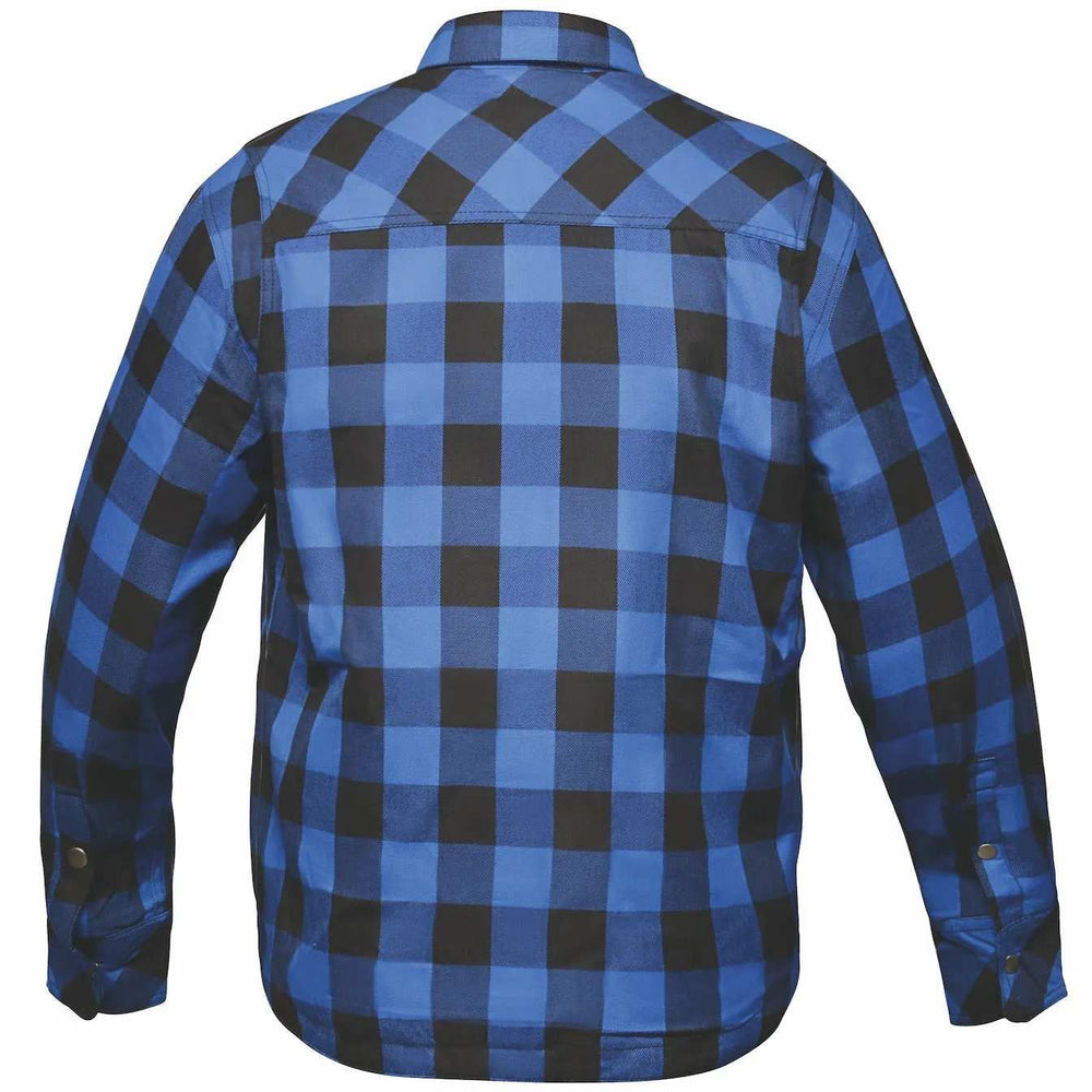 Guardian - Mens Black & Blue Armored Flannel - Unik Just for Bikers - Flyclothing LLC