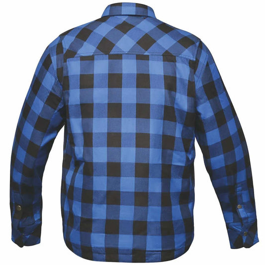 Guardian - Mens Black & Blue Armored Flannel - Unik Just for Bikers - Flyclothing LLC
