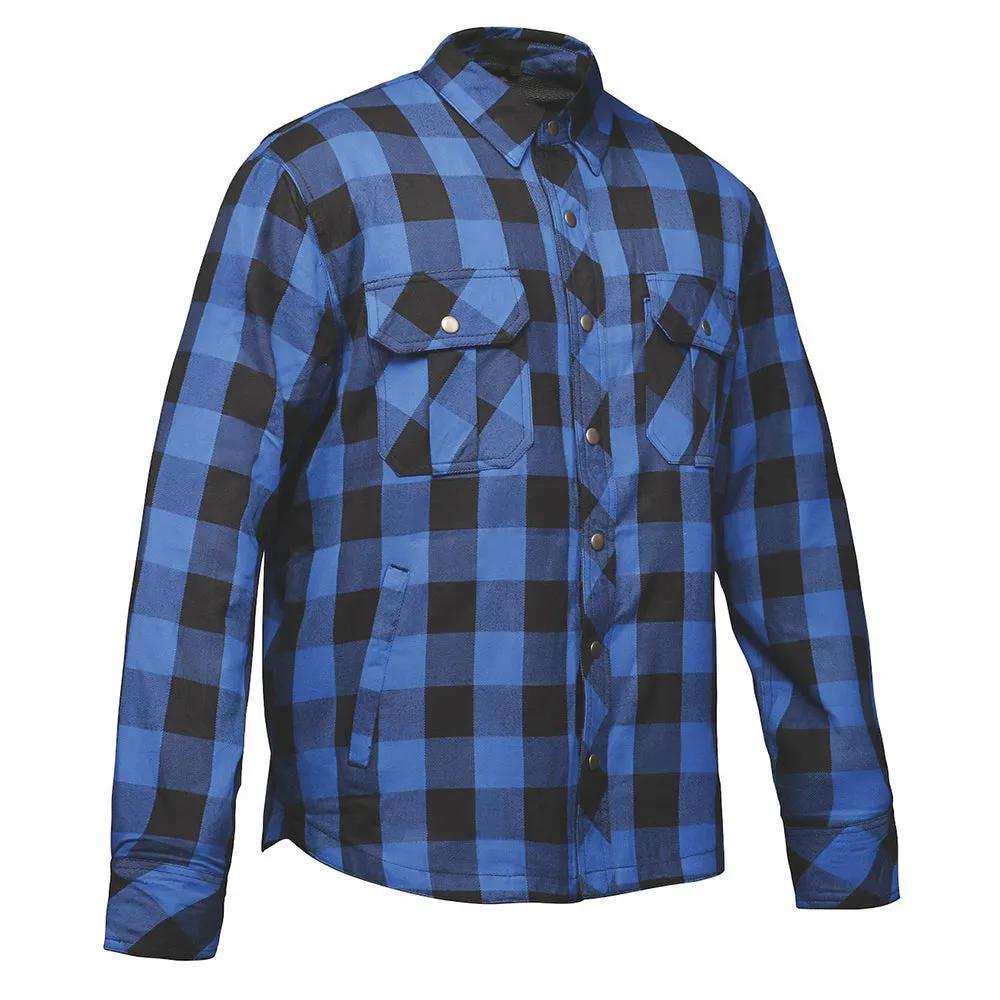 Guardian - Mens Black & Blue Armored Flannel - Unik Just for Bikers - Flyclothing LLC