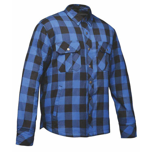 Guardian - Mens Black & Blue Armored Flannel - Unik Just for Bikers - Flyclothing LLC