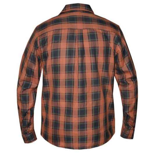 Copper - Mens Black & Brown Armored Flannel - Unik Just for Bikers - Flyclothing LLC
