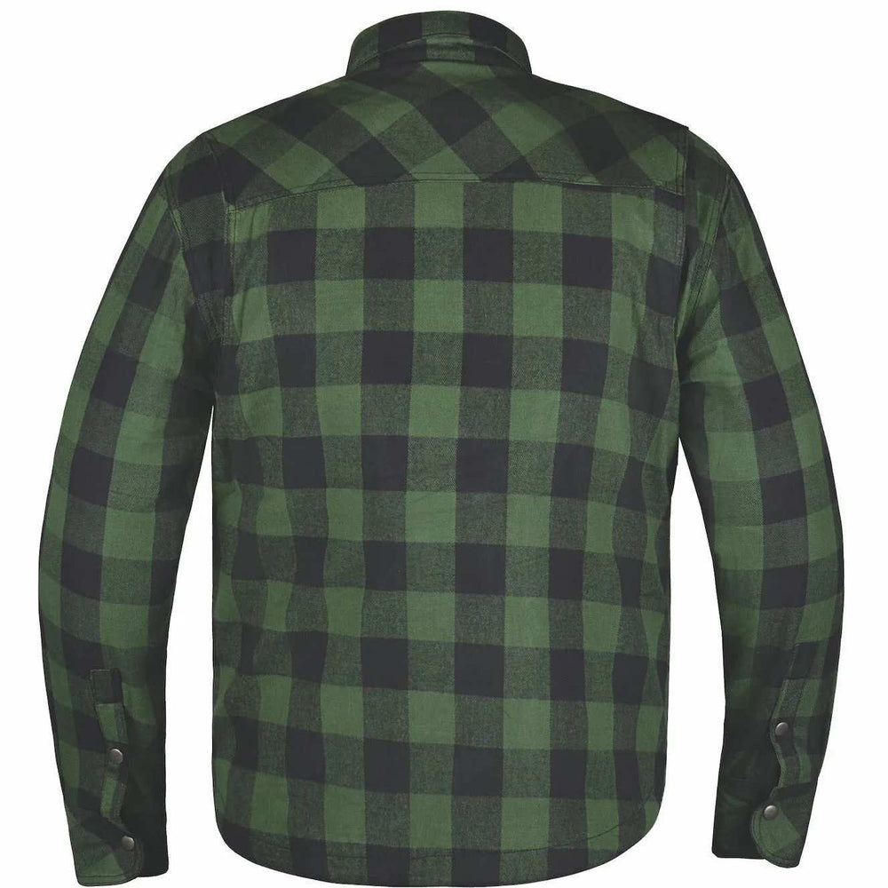 Warrior - Mens Black & Green Armored Flannel - Unik Just for Bikers - Flyclothing LLC