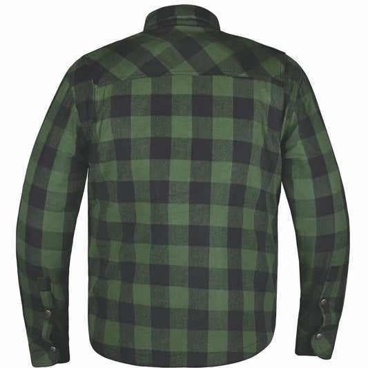 Warrior - Mens Black & Green Armored Flannel - Unik Just for Bikers - Flyclothing LLC