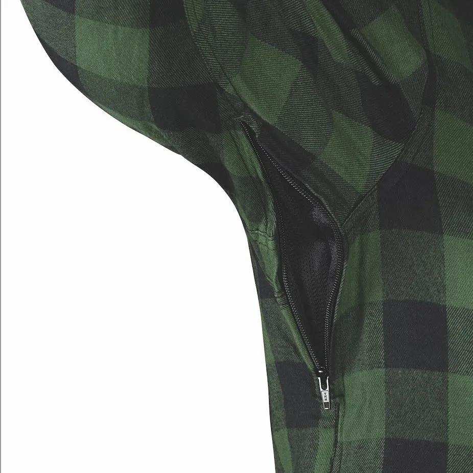 Warrior - Mens Black & Green Armored Flannel - Unik Just for Bikers - Flyclothing LLC