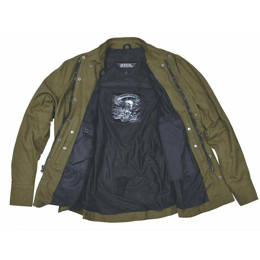 Sargeant - Mens Green Armored Flannel - Unik Just for Bikers - Flyclothing LLC