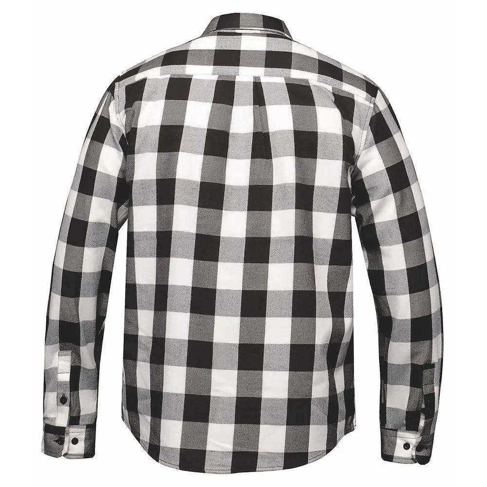 TW205.14 - Mens Black and White Flannel Shirt - Unik Just for Bikers - Flyclothing LLC