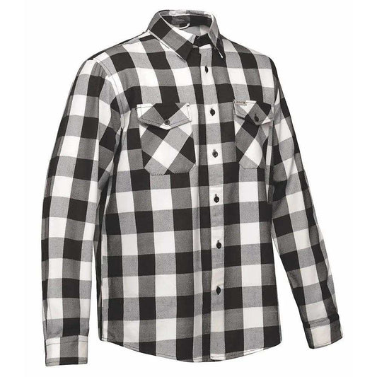 TW205.14 - Mens Black and White Flannel Shirt - Unik Just for Bikers - Flyclothing LLC