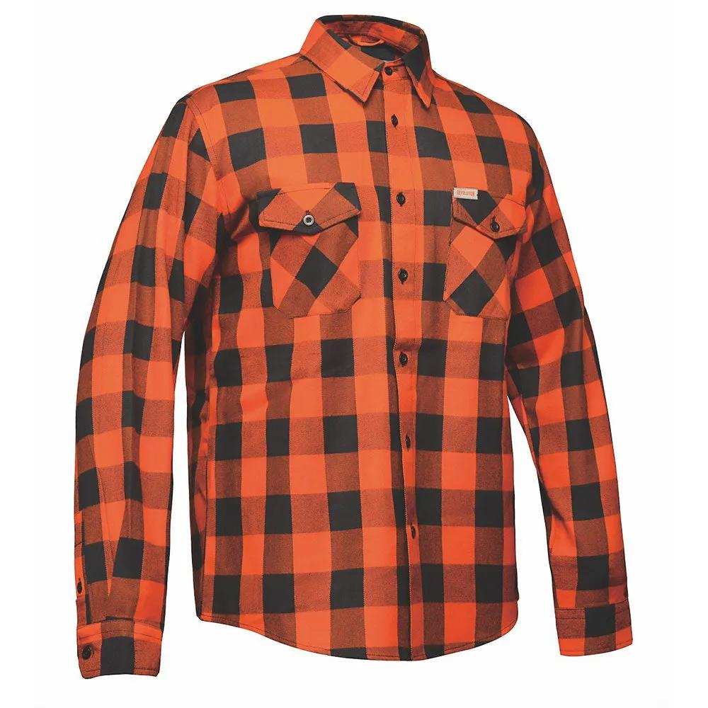TW205.16 - Mens Black and Orange Flannel Shirt - Unik Just for Bikers - Flyclothing LLC