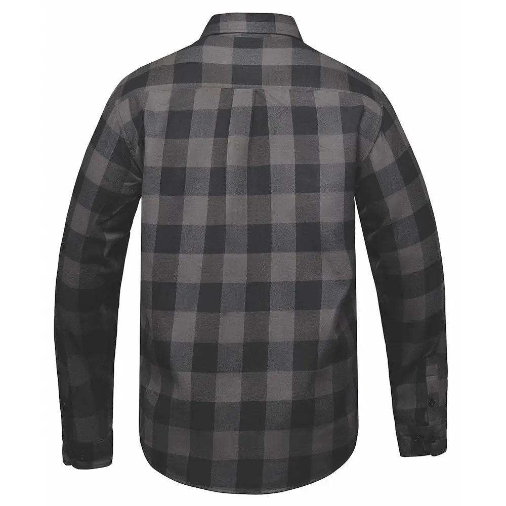 TW205.20 - Mens Black and Gray Flannel Shirt - Unik Just for Bikers - Flyclothing LLC