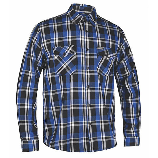 TW216.00 - MENS BLACK AND BLUE FLANNEL SHIRT - Unik Just for Bikers - Flyclothing LLC
