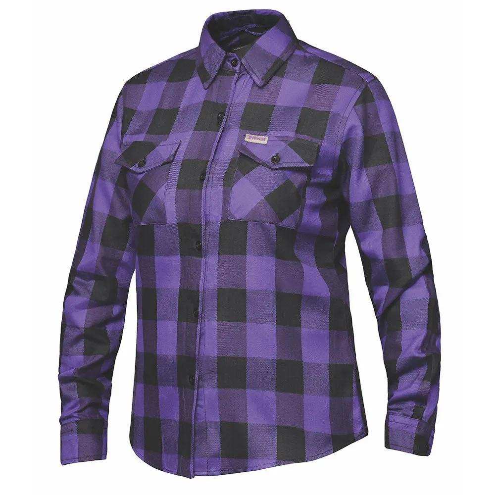 TW255.17 - Ladies Black and Purple Flannel Shirt - Unik Just for Bikers - Flyclothing LLC
