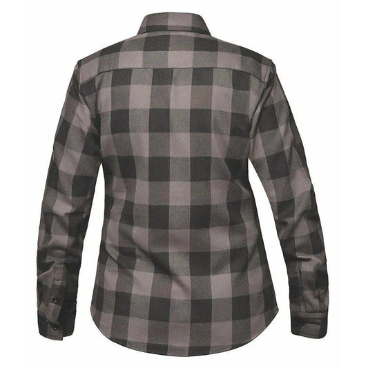 TW255.20 - Ladies Black and Gray Flannel Shirt - Unik Just for Bikers - Flyclothing LLC