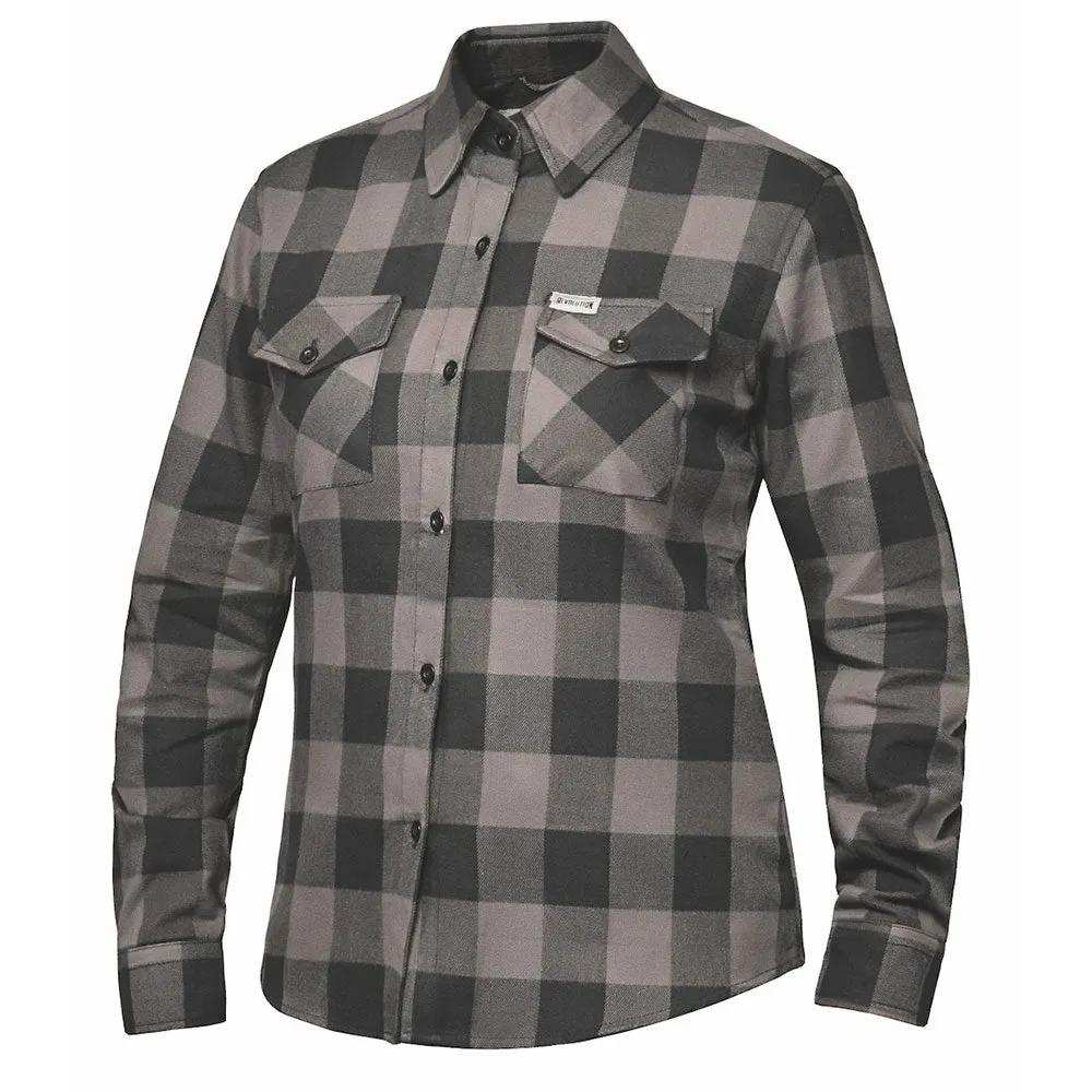 TW255.20 - Ladies Black and Gray Flannel Shirt - Unik Just for Bikers - Flyclothing LLC