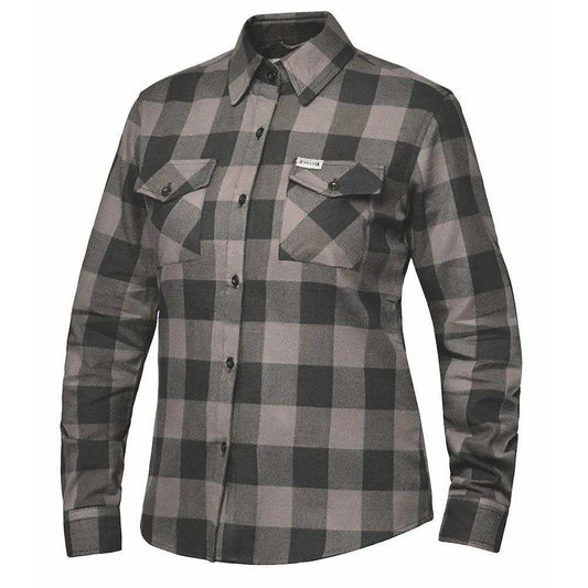 TW255.20 - Ladies Black and Gray Flannel Shirt - Unik Just for Bikers - Flyclothing LLC