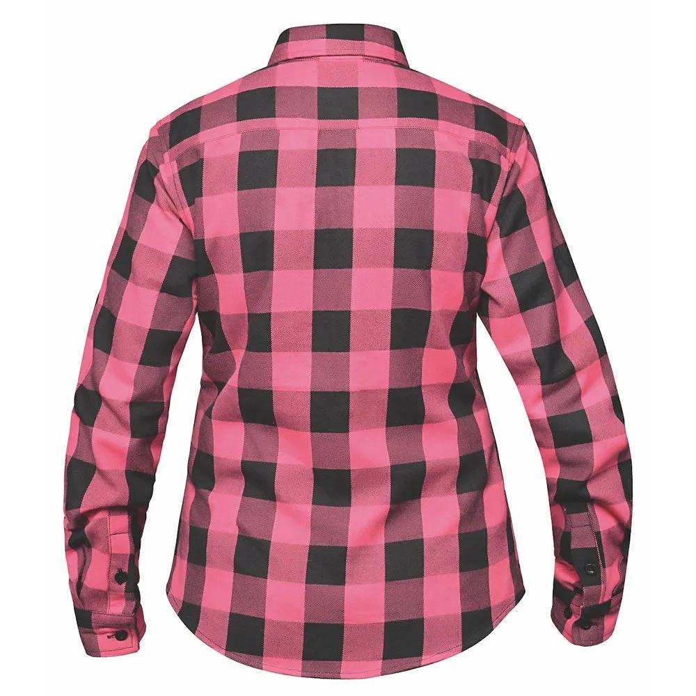TW255.22 - Ladies Black and Pink Flannel Shirt - Unik Just for Bikers - Flyclothing LLC