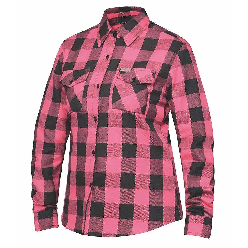 TW255.22 - Ladies Black and Pink Flannel Shirt - Unik Just for Bikers - Flyclothing LLC