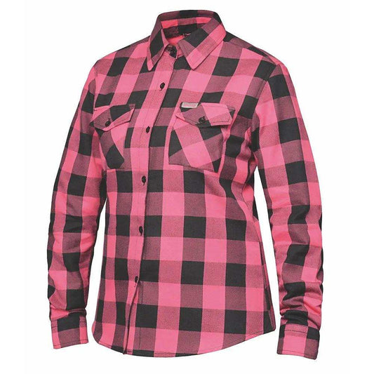 TW255.22 - Ladies Black and Pink Flannel Shirt - Unik Just for Bikers - Flyclothing LLC