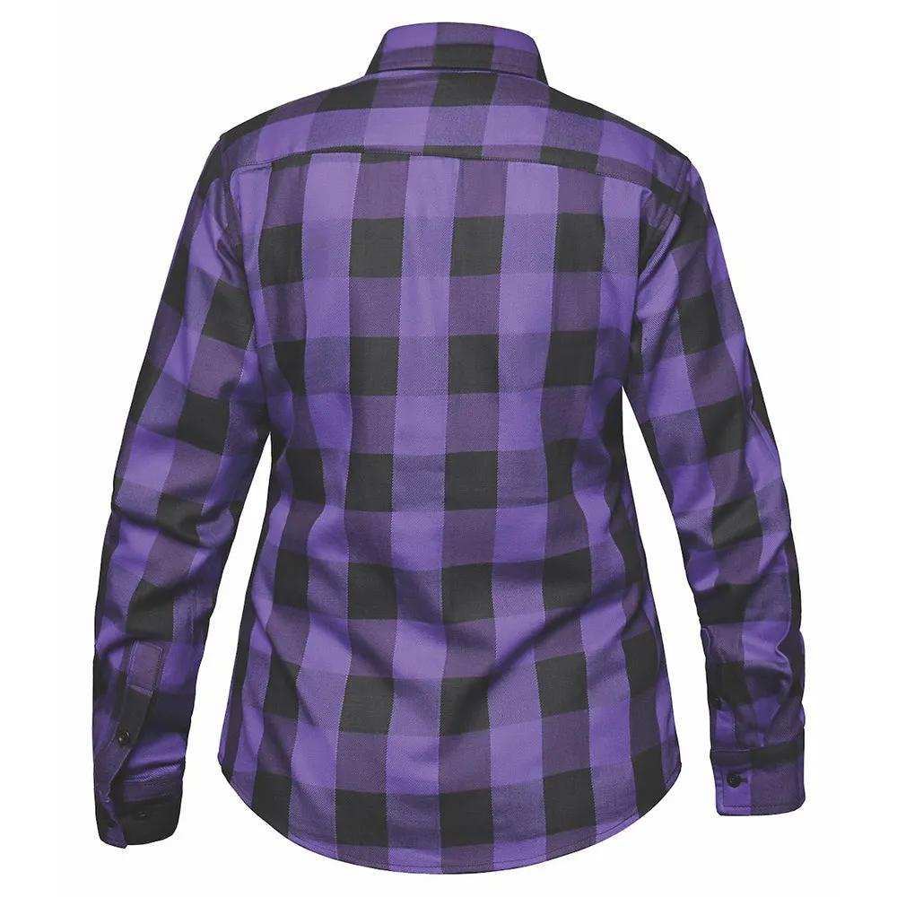 Valkarie - Ladies Black & Purple Armored Flannel - Unik Just for Bikers - Flyclothing LLC
