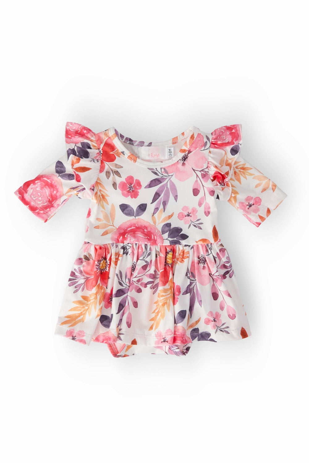Tangerine Leaves Twirl Flutter Bodysuit - Mila & Rose ® - Flyclothing LLC
