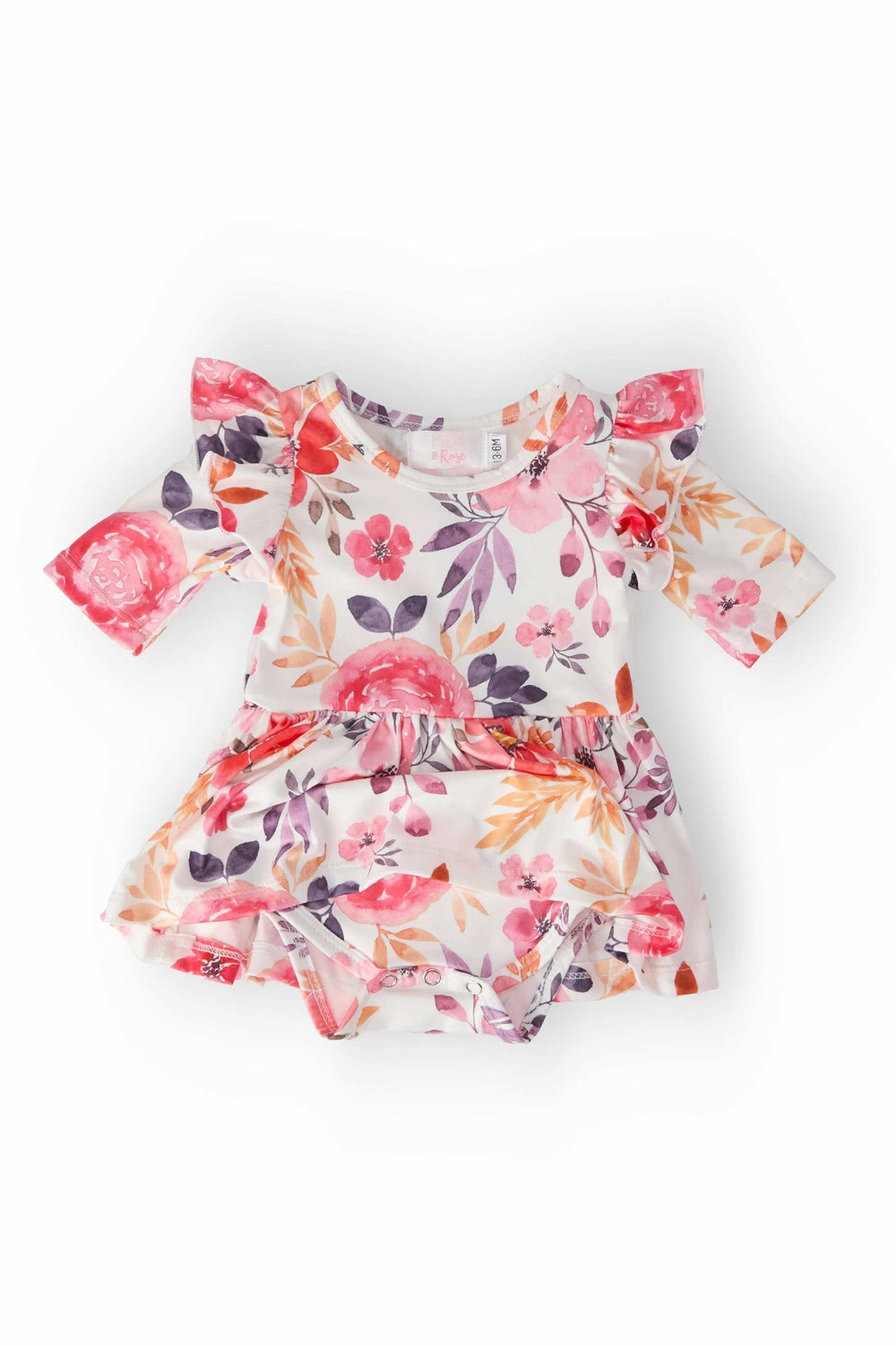 Tangerine Leaves Twirl Flutter Bodysuit - Mila & Rose ® - Flyclothing LLC