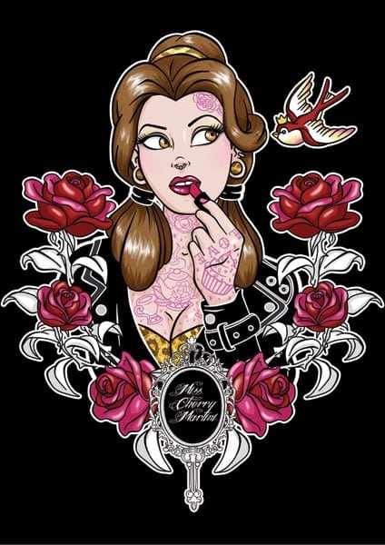 Black Market Art Company Cherry& Tattooed Beauty Print - Black Market Art Company - Flyclothing LLC