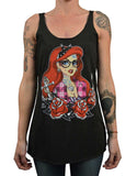 Black Market Art Company Tattooed Mermaid Women's Unfinished Racer Back Tank Top - Black Market Art Company - Flyclothing LLC