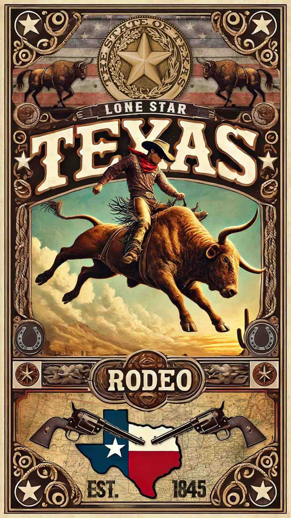 Black Market Art Company Texas Rodeo Poster & Art Print / Wall Art / Western Decor Print - Black Market Art Company - Flyclothing LLC
