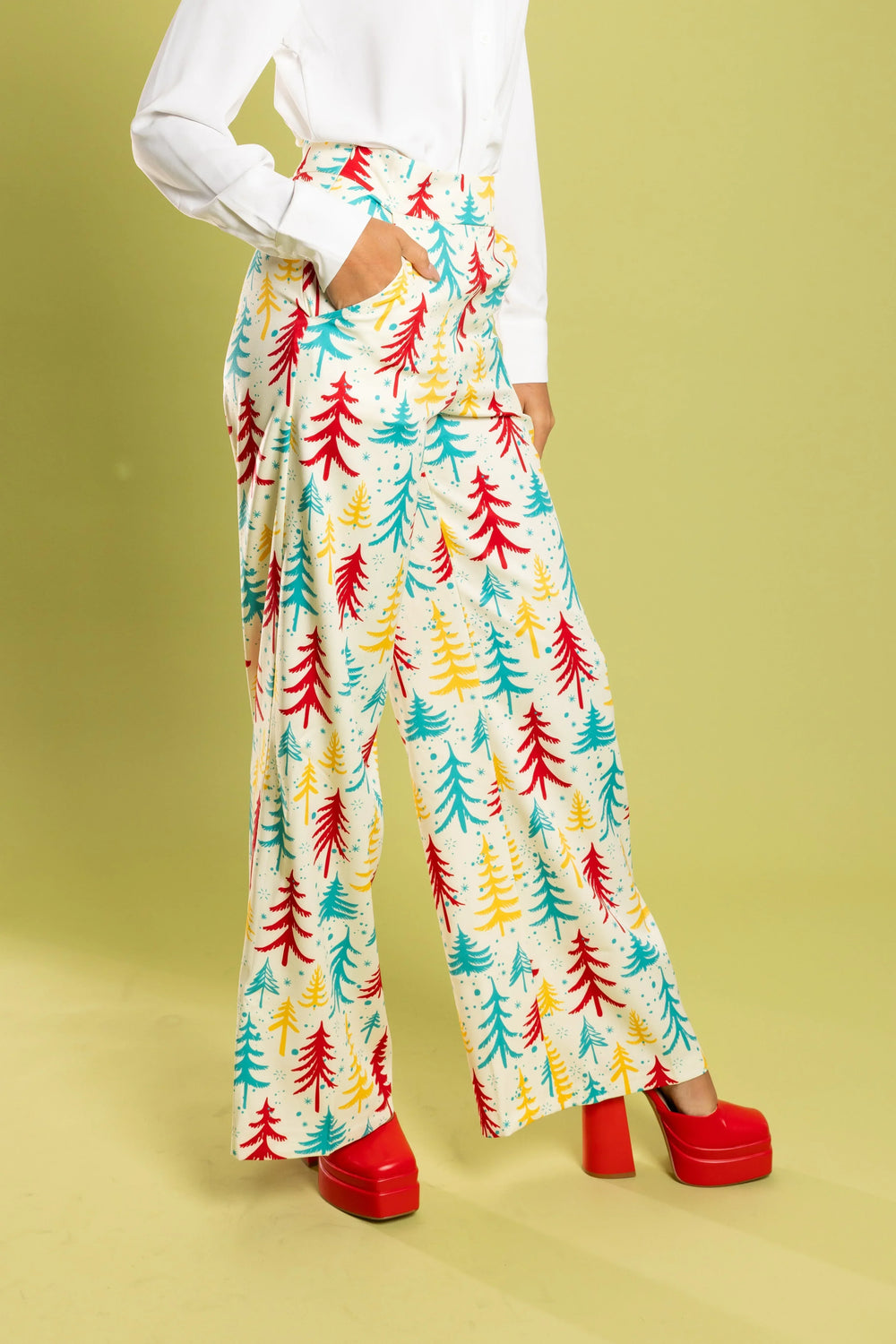 The Pine Tree Playgirl | Retro Christmas Trees Women's Suit Pants - Shinesty - Flyclothing LLC