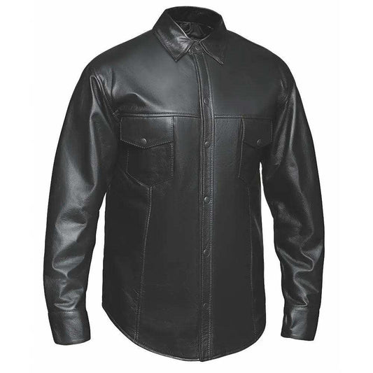 Titan - Mens Premium Leather Shirt Jacket - Unik Just for Bikers - Flyclothing LLC