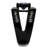 TK1072J - IP Black(Ion Plating) Stainless Steel Ring with AAA Grade CZ in Amethyst - Alamode - Flyclothing LLC