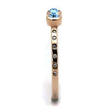 TK2807 - IP Rose Gold(Ion Plating) Stainless Steel Ring with Top Grade Crystal in Sea Blue - Alamode - Flyclothing LLC