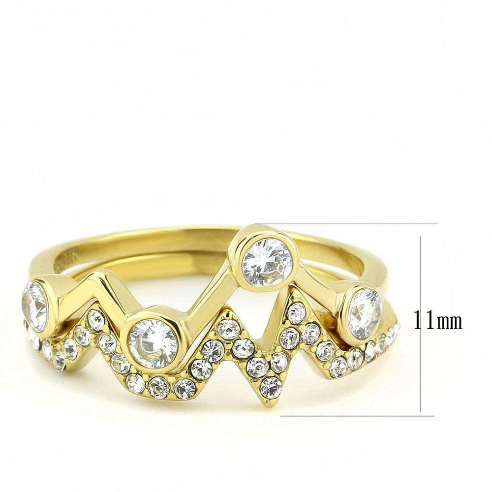 TK3596 - IP Gold(Ion Plating) Stainless Steel Ring with AAA Grade CZ in Clear - Alamode - Flyclothing LLC