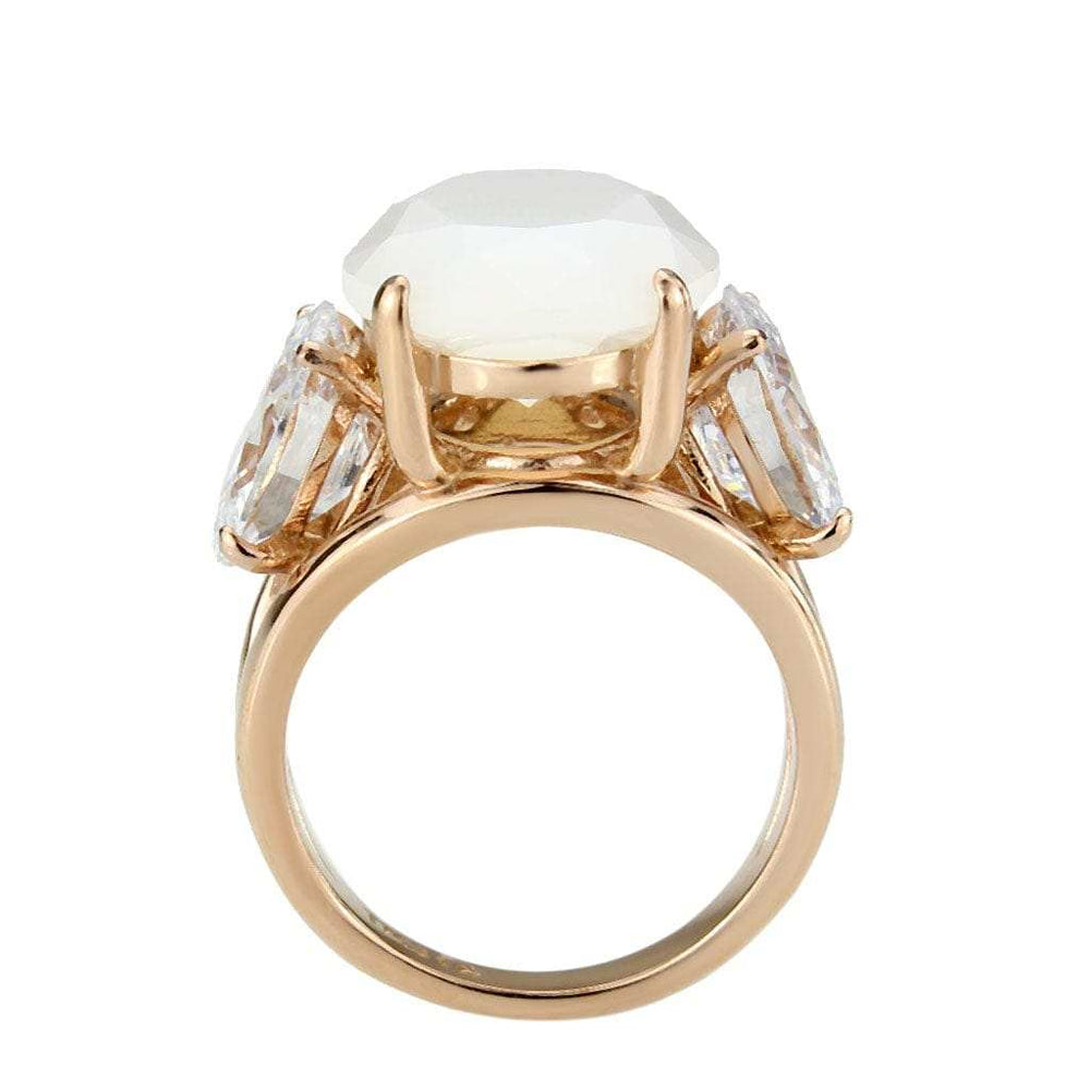 TK3788 - IP Rose Gold(Ion Plating) Stainless Steel Ring with Synthetic in Fireopal - Alamode - Flyclothing LLC