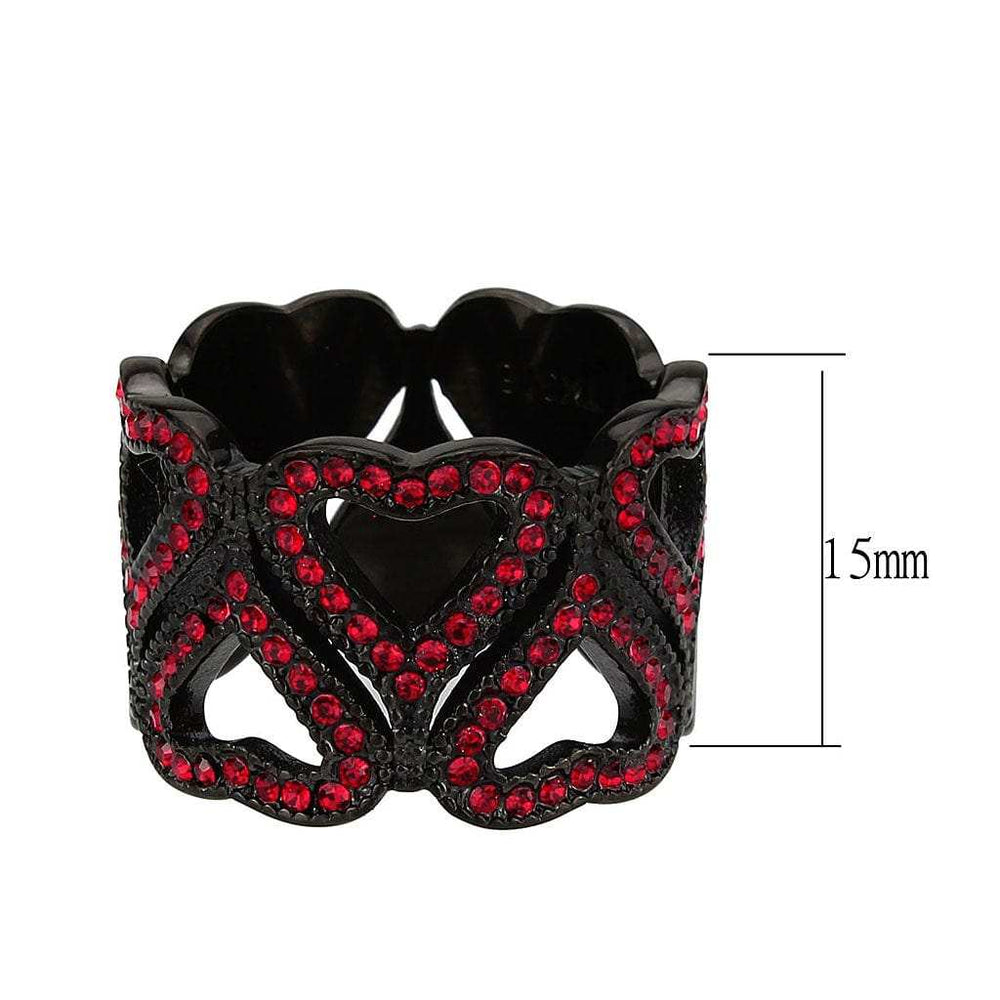 TK3790 - IP Black (Ion Plating) Stainless Steel Ring with Top Grade Crystal in Red Series - Alamode - Flyclothing LLC
