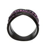TK3791 - IP Black (Ion Plating) Stainless Steel Ring with Top Grade Crystal in Amethyst - Alamode - Flyclothing LLC