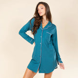 The Tranquility | Teal SleepDeep™ Long Sleeve Pajama Dress - Shinesty - Flyclothing LLC