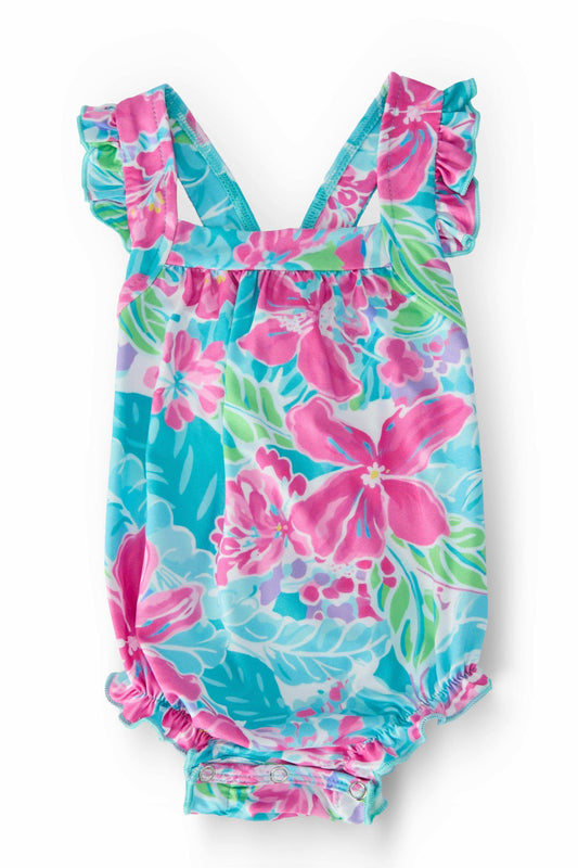 Tropical Punch Ruffle Cross Back Romper - Mila & Rose ® - Flyclothing LLC
