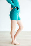 Turbo Teal Active Shorty Shorts - Mila & Rose ® - Flyclothing LLC