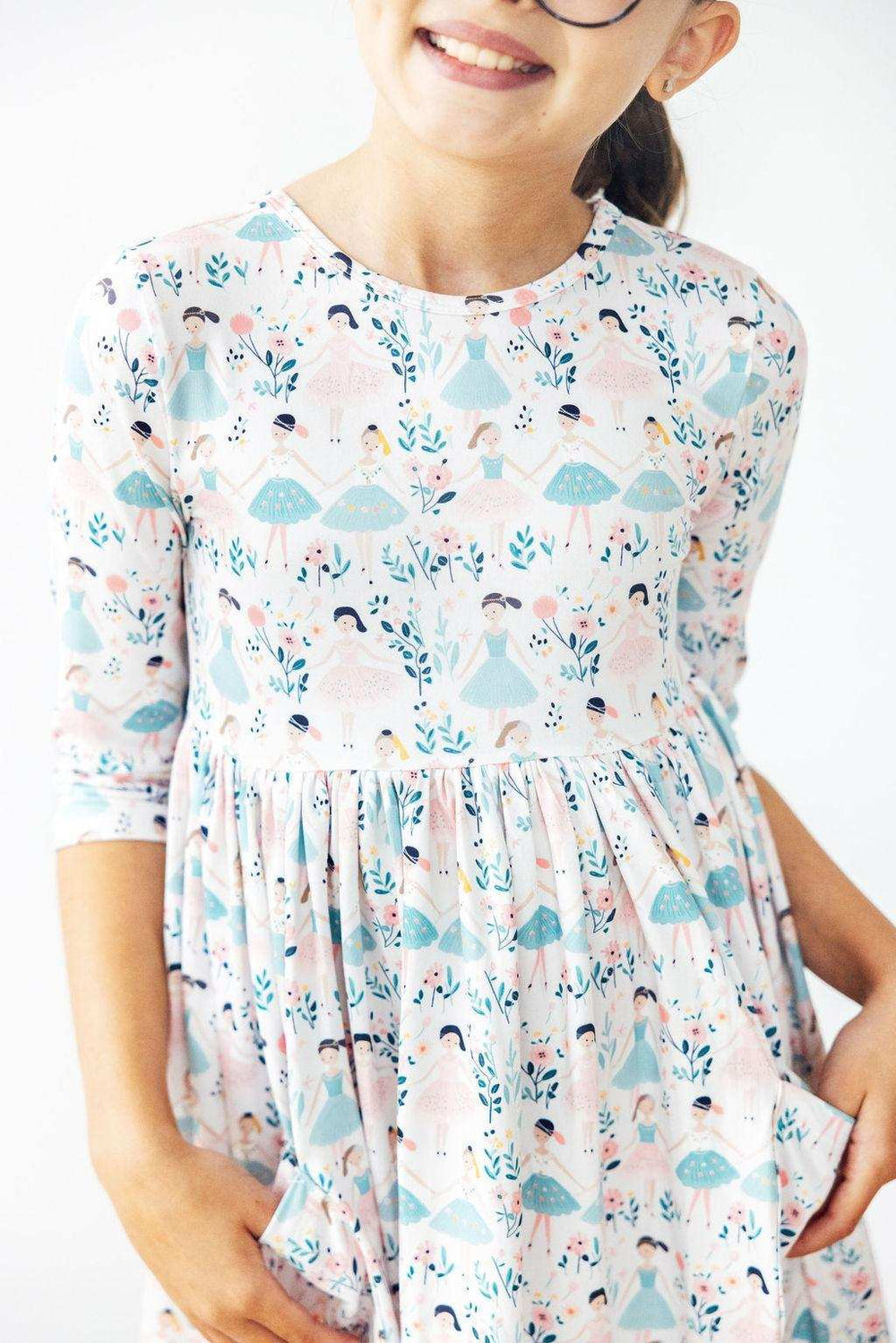 Twinkle Toes 3/4 Sleeve Pocket Twirl Dress - Mila & Rose ® - Flyclothing LLC