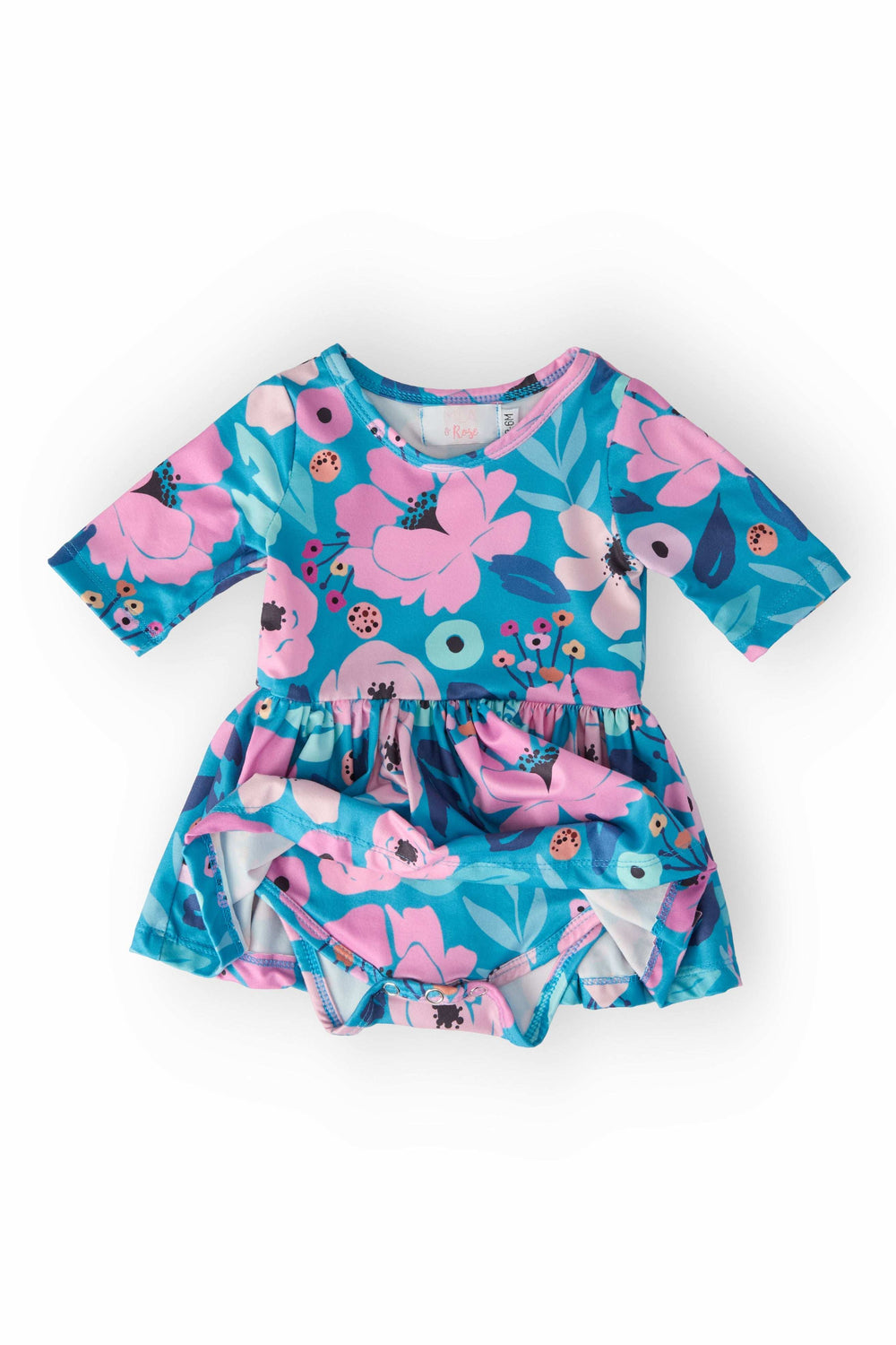 Twirling in Teal 3/4 Sleeve Twirl Bodysuit - Mila & Rose ® - Flyclothing LLC