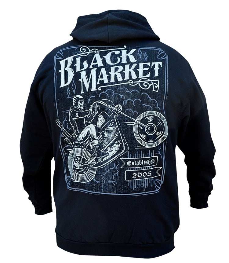 Black Market Art Company Two Wheel Terror Men's Zip Hoodie - Black Market Art Company - Flyclothing LLC